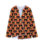 Gautama Buddha Pattern Print Long Sleeve Short Coat