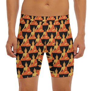 Gautama Buddha Pattern Print Men's Long Boxer Briefs