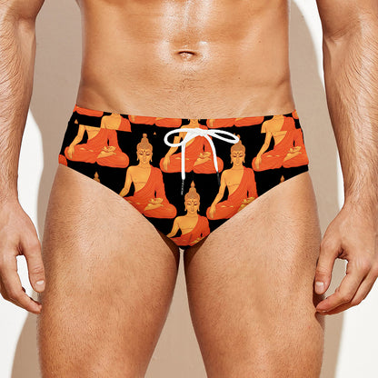 Gautama Buddha Pattern Print Men's Swim Briefs