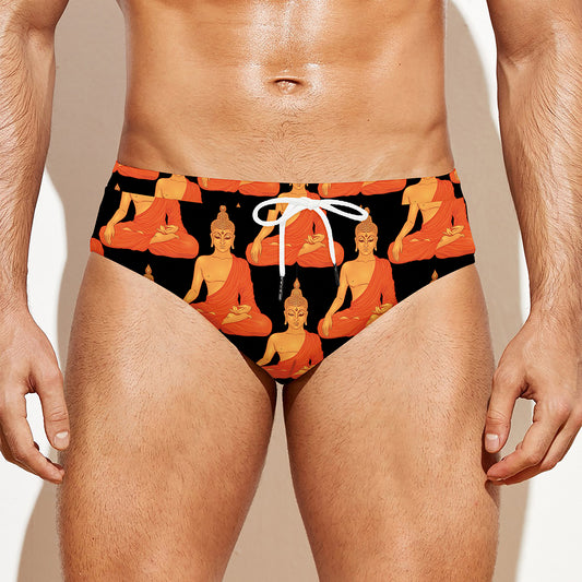 Gautama Buddha Pattern Print Men's Swim Briefs