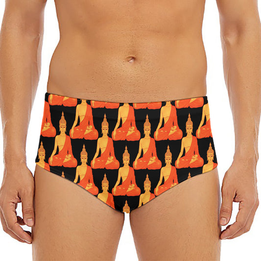 Gautama Buddha Pattern Print Men's Triangle Swim Briefs