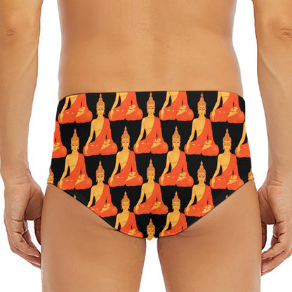 Gautama Buddha Pattern Print Men's Triangle Swim Briefs