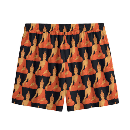 Gautama Buddha Pattern Print Mesh Shorts