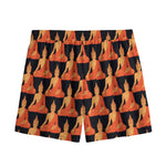 Gautama Buddha Pattern Print Mesh Shorts