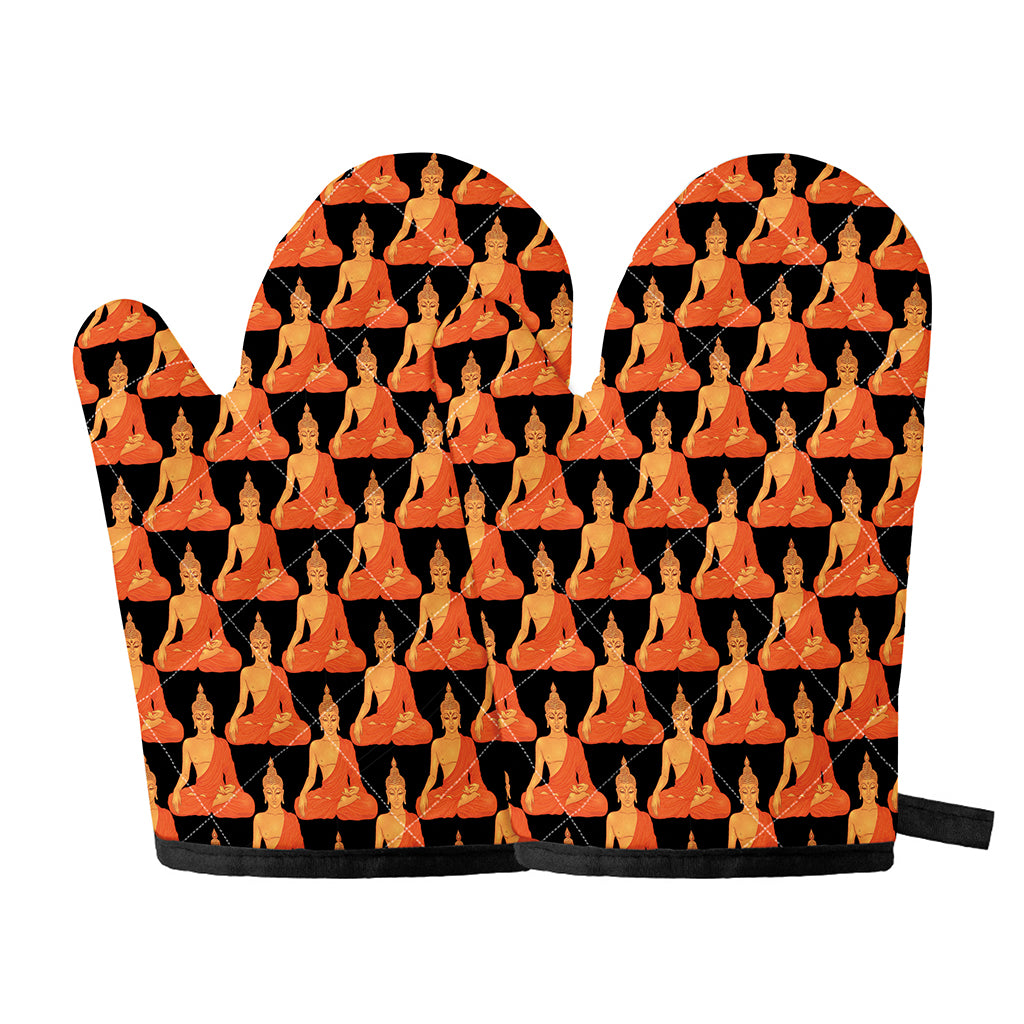 Gautama Buddha Pattern Print Oven Mitts