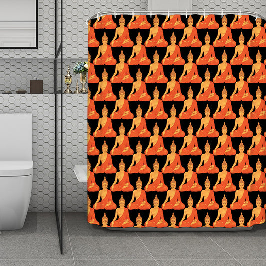 Gautama Buddha Pattern Print Polyester Shower Curtain