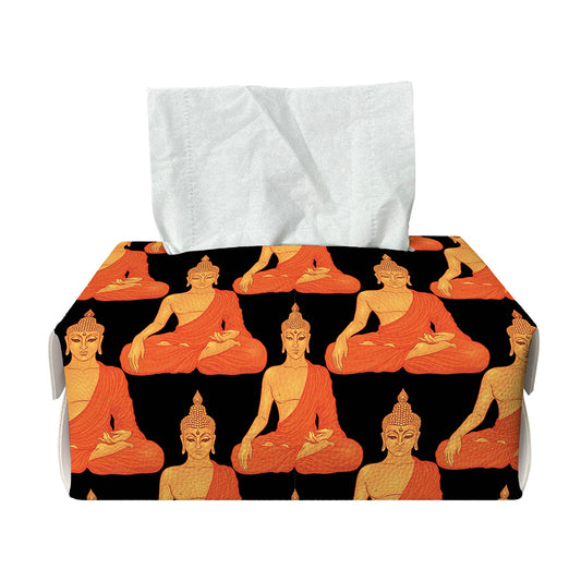 Gautama Buddha Pattern Print Rectangle Tissue Box Cover