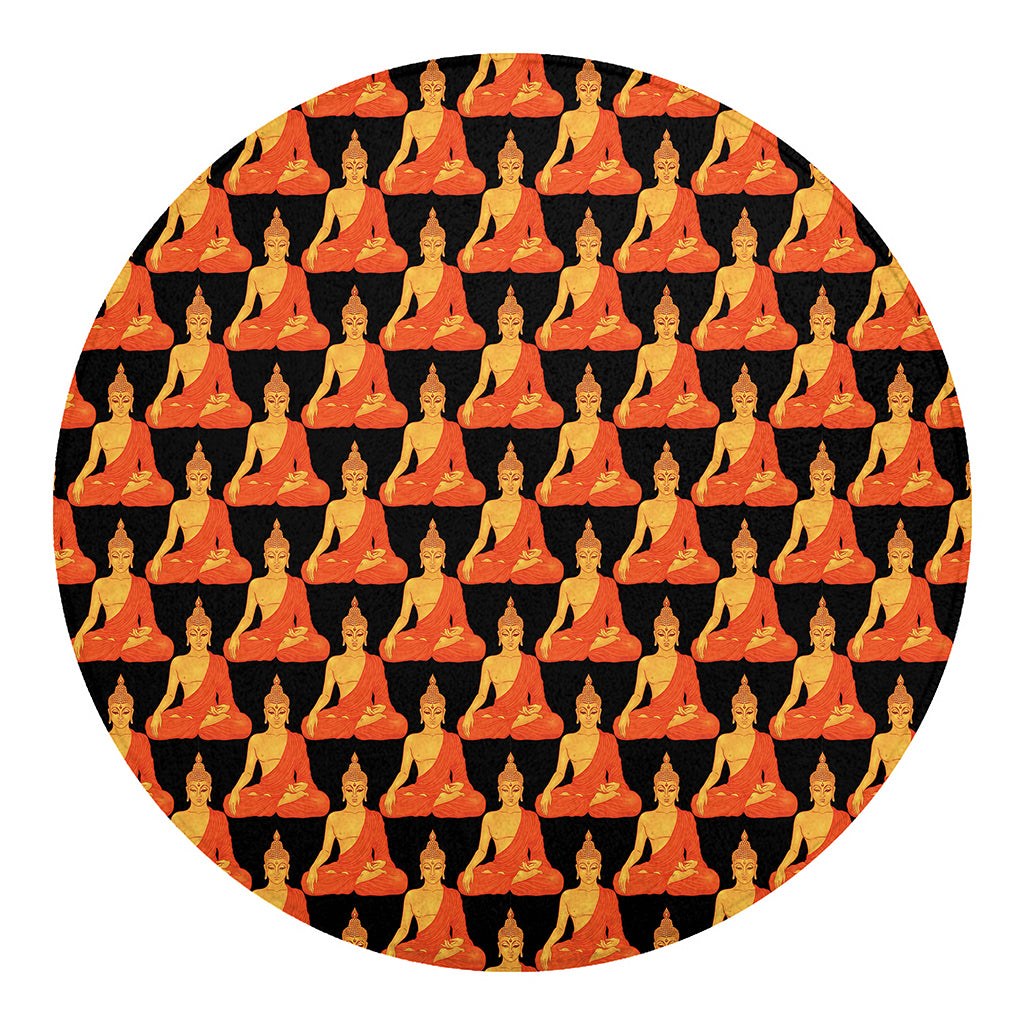 Gautama Buddha Pattern Print Round Blanket