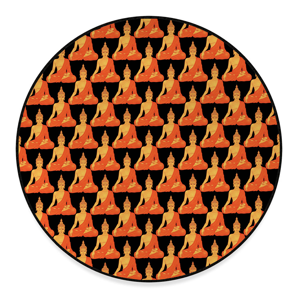 Gautama Buddha Pattern Print Round Floor Mat
