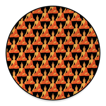 Gautama Buddha Pattern Print Round Floor Mat