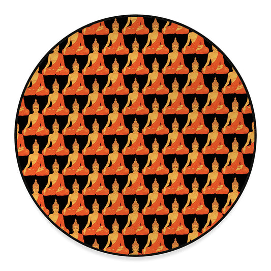 Gautama Buddha Pattern Print Round Floor Mat