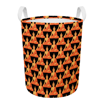 Gautama Buddha Pattern Print Round Laundry Basket
