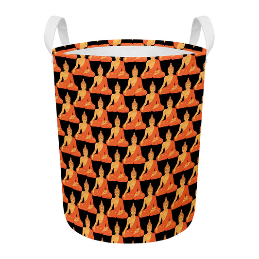Gautama Buddha Pattern Print Round Laundry Basket