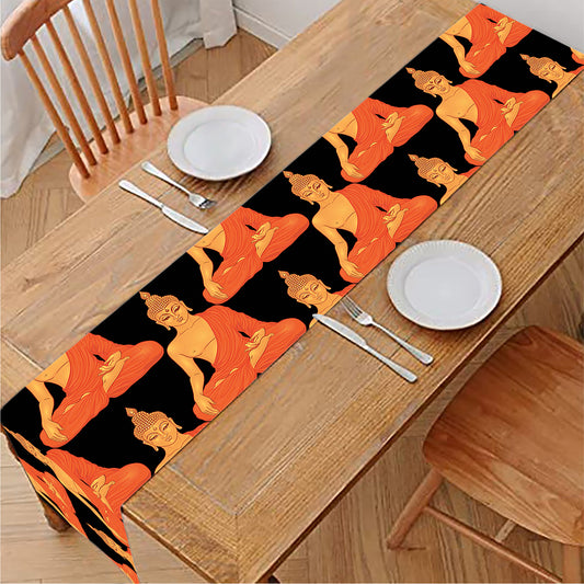 Gautama Buddha Pattern Print Table Runner