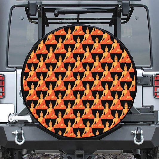 Gautama Buddha Pattern Print Tire Cover