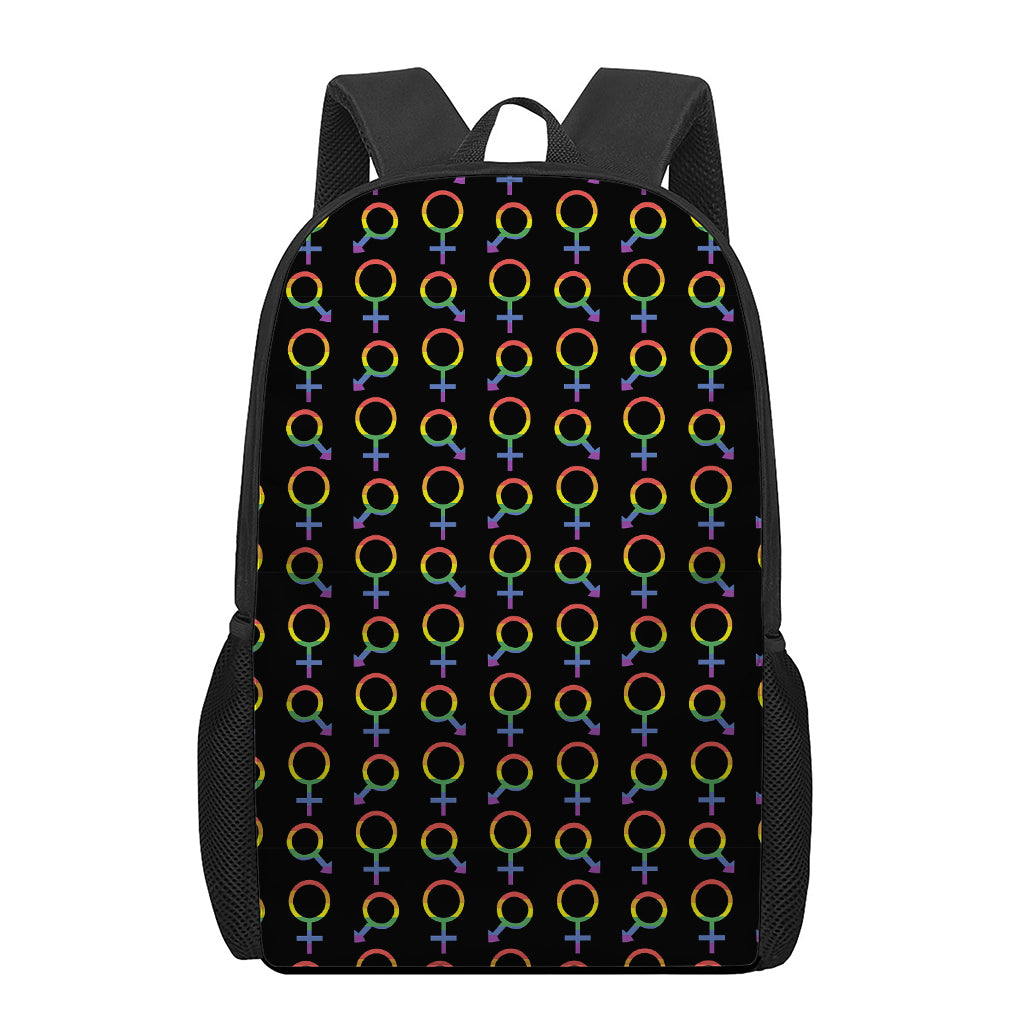 Gay Pride Gender Symbol Pattern Print 17 Inch Backpack