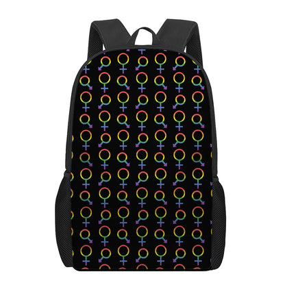 Gay Pride Gender Symbol Pattern Print 17 Inch Backpack