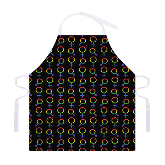 Gay Pride Gender Symbol Pattern Print Adjustable Apron