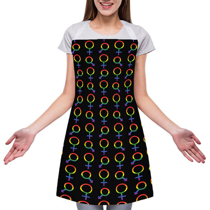Gay Pride Gender Symbol Pattern Print Adjustable Apron