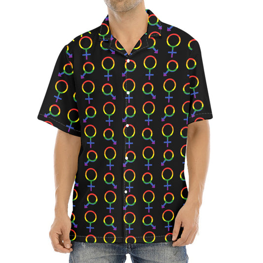 Gay Pride Gender Symbol Pattern Print Aloha Shirt