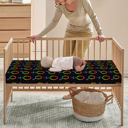 Gay Pride Gender Symbol Pattern Print Baby Crib Sheet