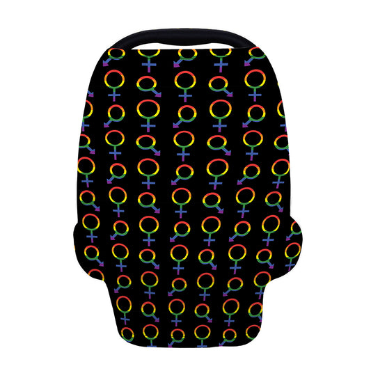 Gay Pride Gender Symbol Pattern Print Baby Seat Cover