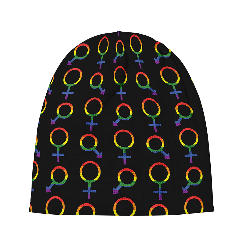 Gay Pride Gender Symbol Pattern Print Beanie
