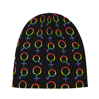 Gay Pride Gender Symbol Pattern Print Beanie