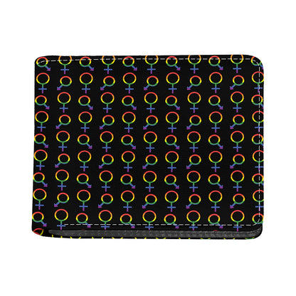 Gay Pride Gender Symbol Pattern Print Bifold Wallet