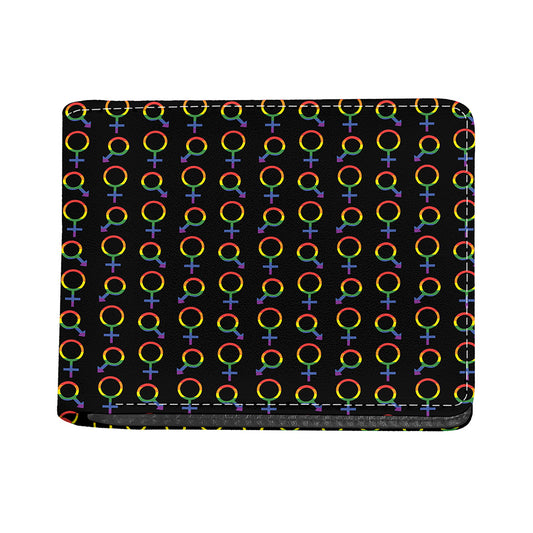 Gay Pride Gender Symbol Pattern Print Bifold Wallet