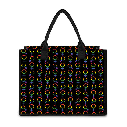 Gay Pride Gender Symbol Pattern Print Canvas Tote Bag