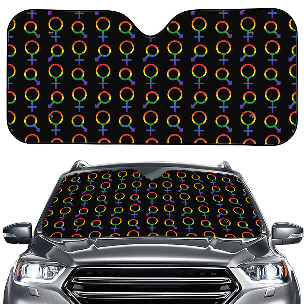 Gay Pride Gender Symbol Pattern Print Car Windshield Sun Shade