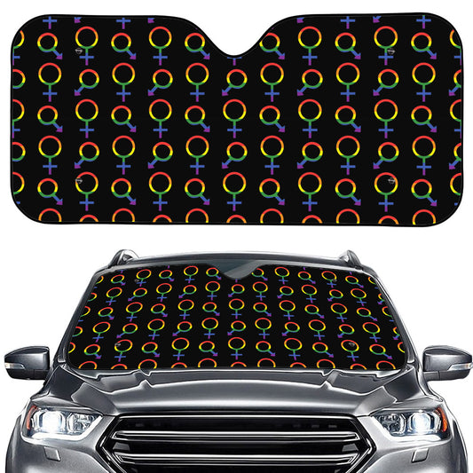 Gay Pride Gender Symbol Pattern Print Car Windshield Sun Shade
