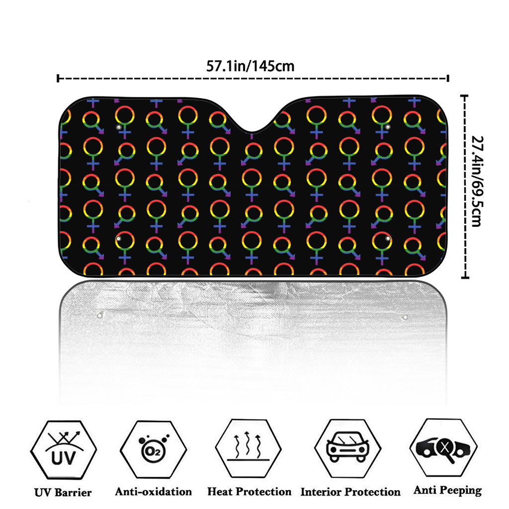 Gay Pride Gender Symbol Pattern Print Car Windshield Sun Shade