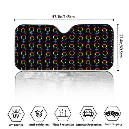 Gay Pride Gender Symbol Pattern Print Car Windshield Sun Shade