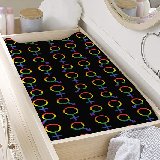 Gay Pride Gender Symbol Pattern Print Changing Pad Cover