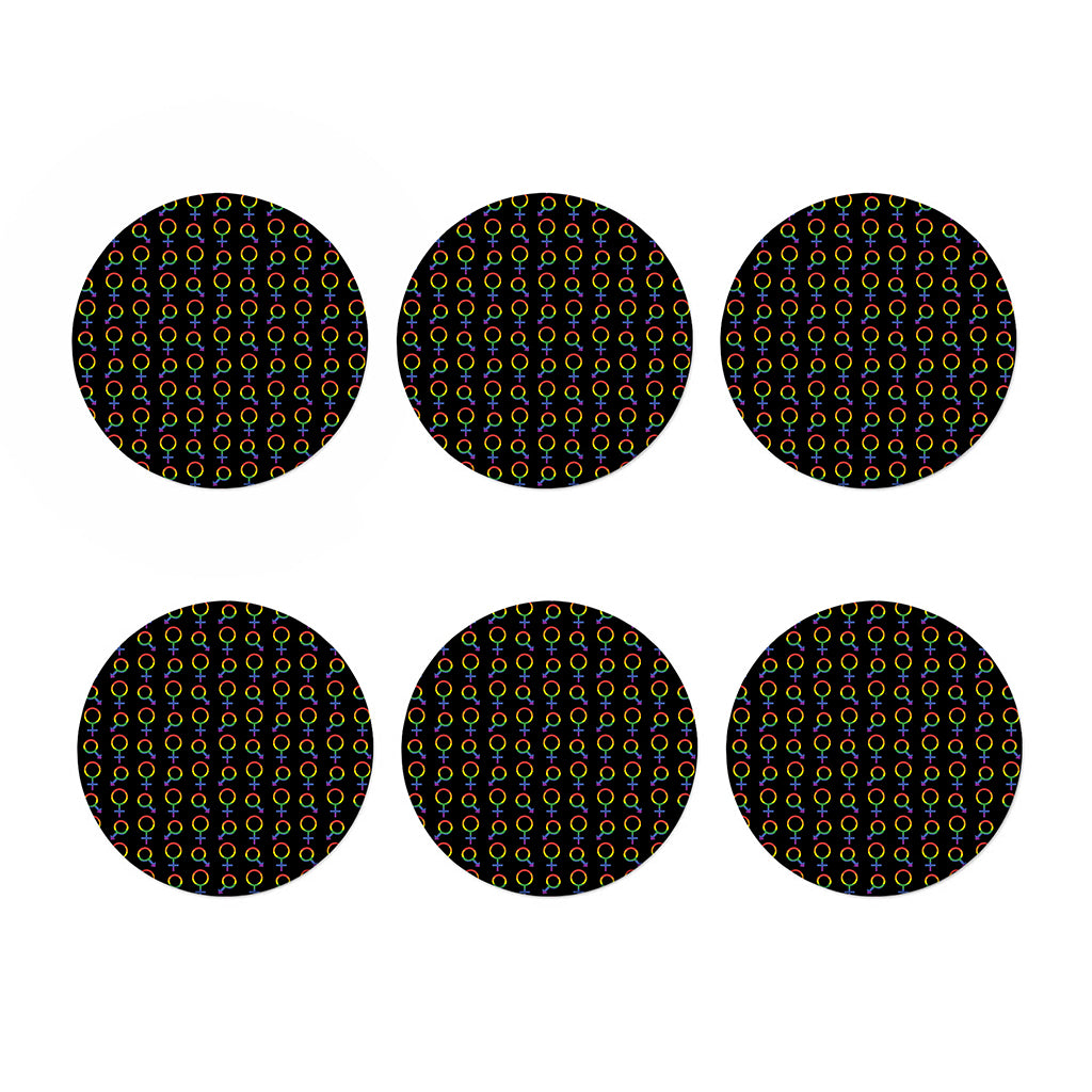 Gay Pride Gender Symbol Pattern Print Coaster Set