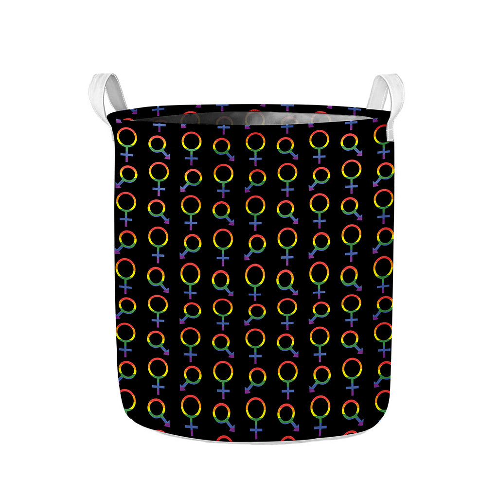 Gay Pride Gender Symbol Pattern Print Collapsible Laundry Basket