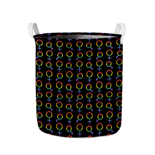 Gay Pride Gender Symbol Pattern Print Collapsible Laundry Basket