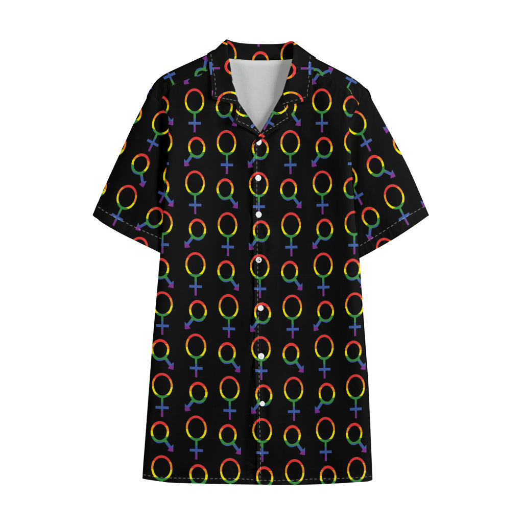 Gay Pride Gender Symbol Pattern Print Cotton Hawaiian Shirt
