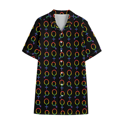 Gay Pride Gender Symbol Pattern Print Cotton Hawaiian Shirt