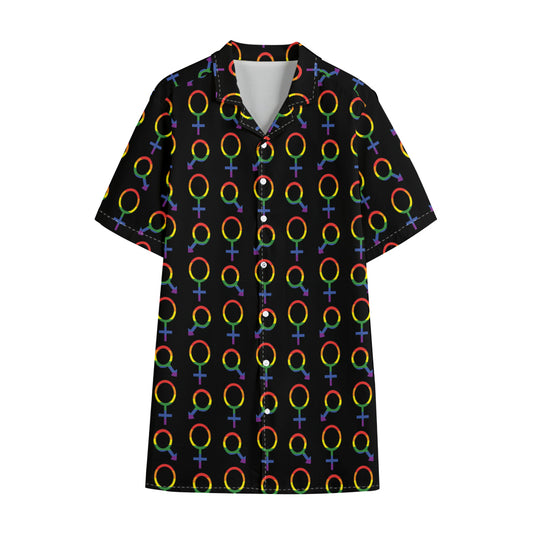 Gay Pride Gender Symbol Pattern Print Cotton Hawaiian Shirt