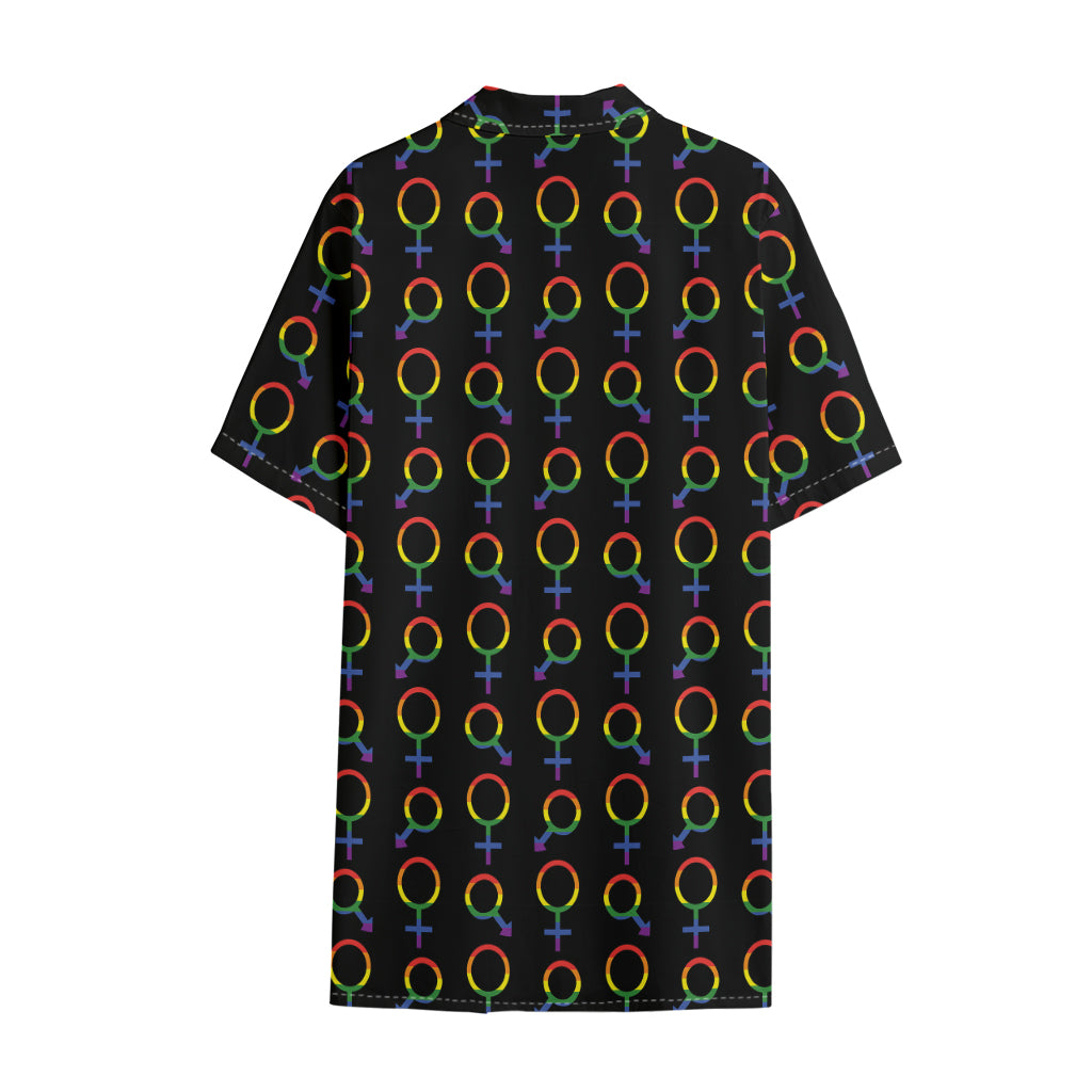 Gay Pride Gender Symbol Pattern Print Cotton Hawaiian Shirt