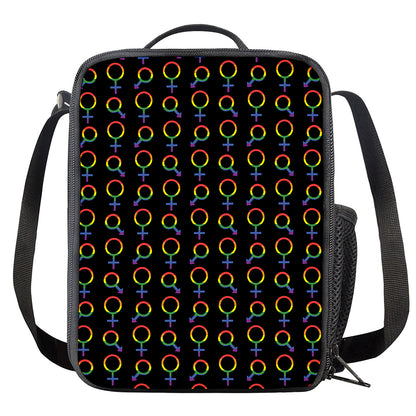Gay Pride Gender Symbol Pattern Print Crossbody Lunch Bag