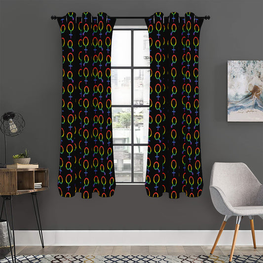 Gay Pride Gender Symbol Pattern Print Curtain