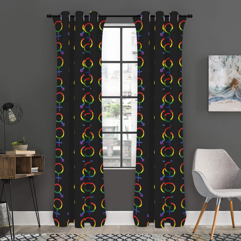 Gay Pride Gender Symbol Pattern Print Curtain