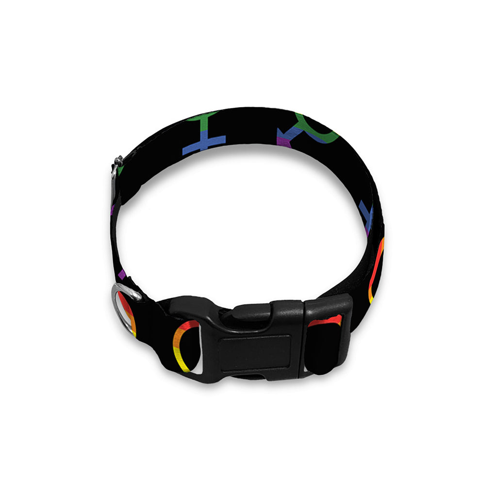 Gay Pride Gender Symbol Pattern Print Dog Collar