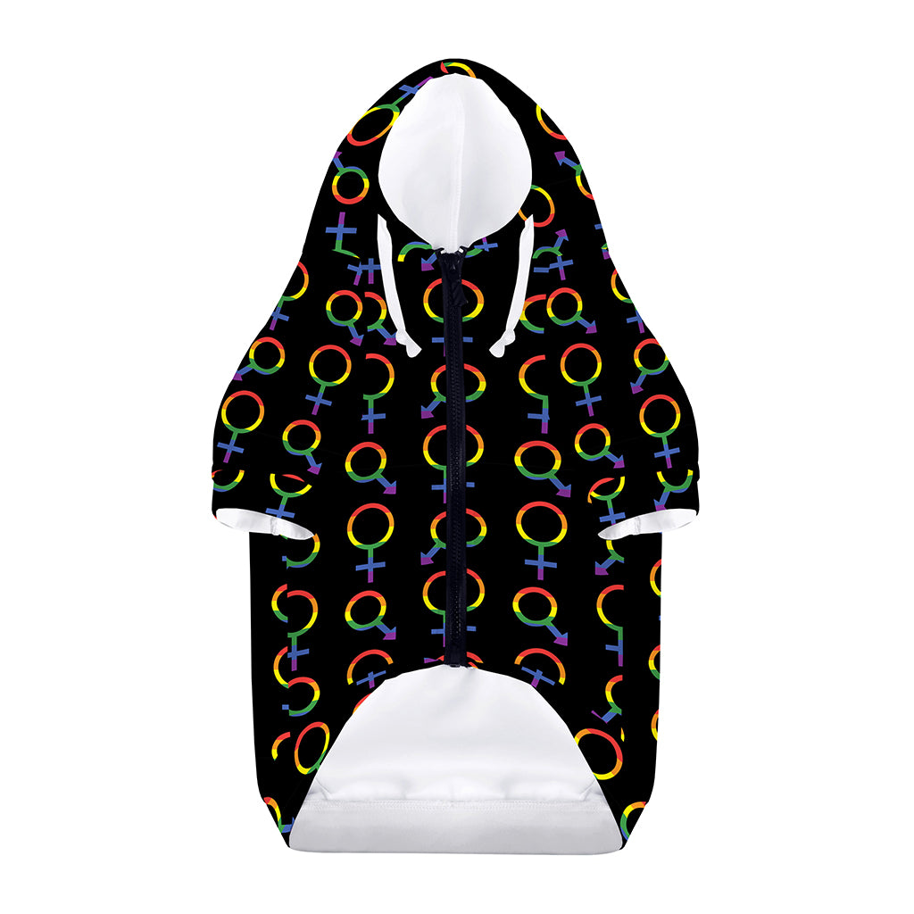 Gay Pride Gender Symbol Pattern Print Dog Zip Up Hoodie