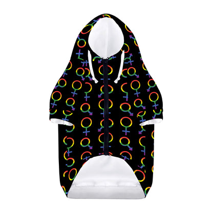 Gay Pride Gender Symbol Pattern Print Dog Zip Up Hoodie
