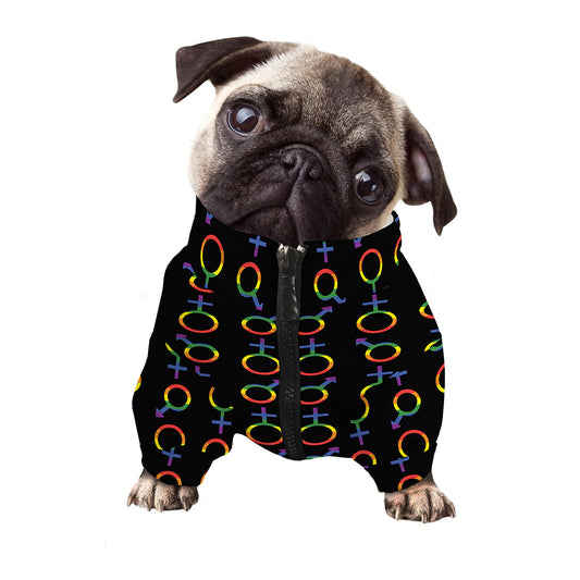 Gay Pride Gender Symbol Pattern Print Dog Zip Up Jacket